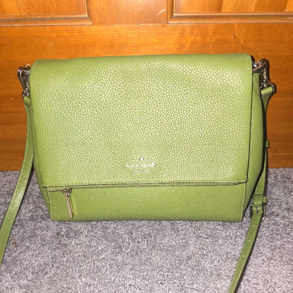 kate spade Green Pebbled Leather Crossbody Satchel
